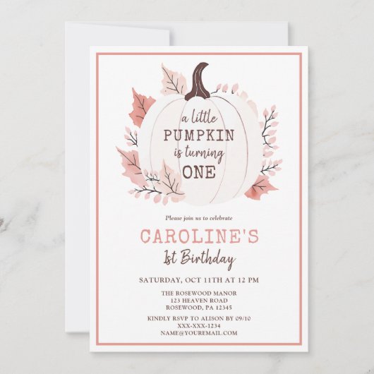 Kleine pompoen wordt één verjaardag kaart (Voorkant)