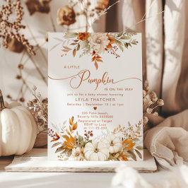 Kleine pompoen zijn onderweg naar baby shower kaart