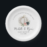 Kleine pompoen zijn onderweg naar Baby shower Papieren Bordje<br><div class="desc">Waterverf Een kleine pompoen is onderweg naar het Bord van Baby papier. Het ontwerp kenmerkt een elegante moderne lay-out van de stijltekst. Als u geavanceerde wijzigingen wilt aanbrengen,  selecteert u "Klik om verder aan te passen" onder Deze sjabloon personaliseren.</div>