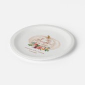 Kleine pompoen zijn onderweg naar Baby shower Papieren Bordje (Gekanteld)