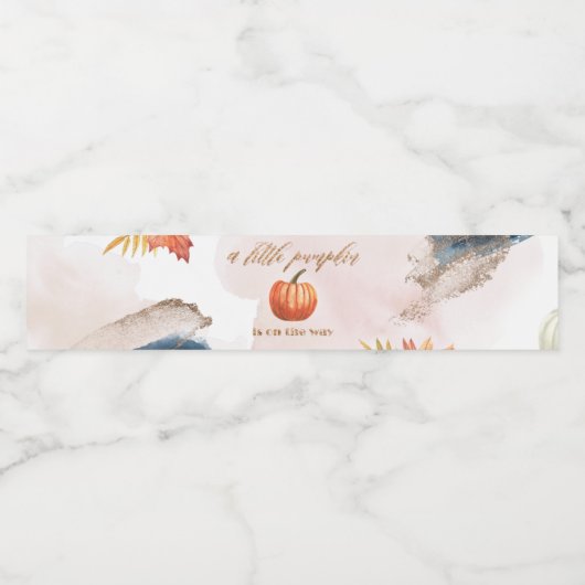 Kleine pompoen zijn onderweg naar Baby shower Waterfles Etiket (Enkel label)