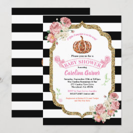 Kleine pompoenbaby douche roze kaart