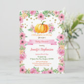 Kleine pompoenbaby-douche-uitnodiging floral kaart (Staand voorkant)