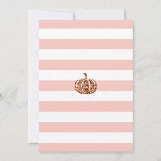 Kleine pompoenbaby meisje doucht roze en goud kaart (Achterkant)