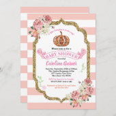 Kleine pompoenbaby meisje doucht roze en goud kaart (Voorkant / Achterkant)