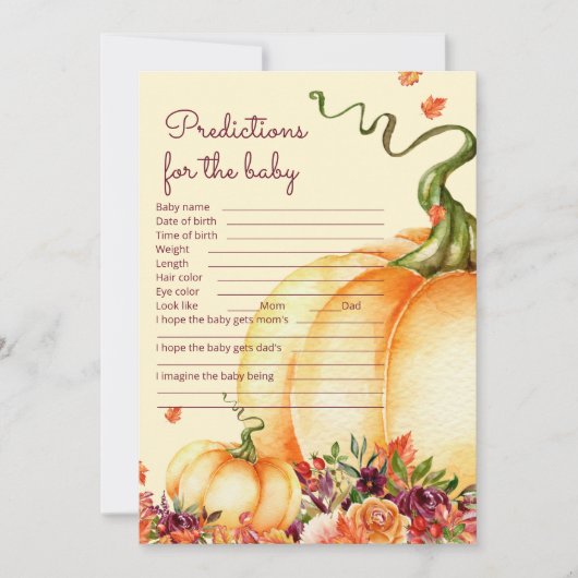 Kleine pompoenbaby voorspellingen en advies. kaart (Voorkant)