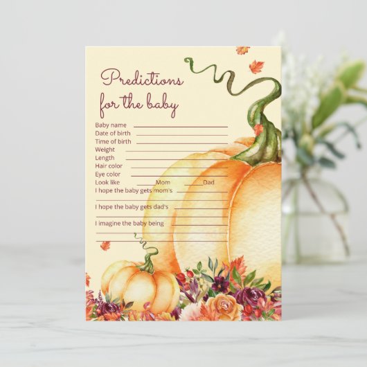 Kleine pompoenbaby voorspellingen en advies. kaart (Staand voorkant)