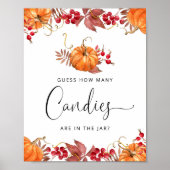 Kleine pompoenbessen raden hoeveel snoepjes poster (Voorkant)