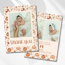 Kleine Pompoenblaadjes Herfst Baby Foto Bedankt Aankondiging