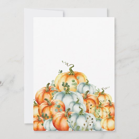 Kleine pompoenblauw Baby shower Kaart (Achterkant)