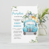 Kleine pompoenblauw Baby shower Kaart (Staand voorkant)