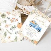 Kleine pompoenblauw Baby shower Kaart