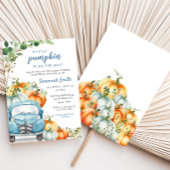 Kleine pompoenblauw Baby shower Kaart