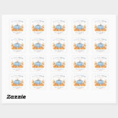 Kleine pompoenblauw Baby shower vierkante Sticker (Vel)