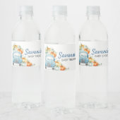 Kleine pompoenblauw Baby shower Waterfles Etiket (Flessen)