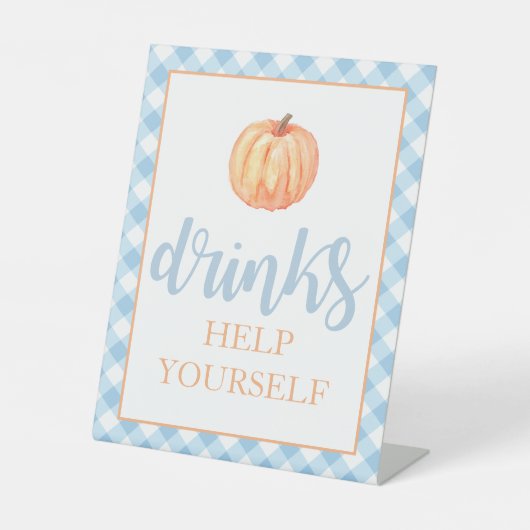Kleine pompoenblauw Herfst Birthday Drink Pe Reclamebord Met Voetstuk (Voorkant)