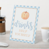 Kleine pompoenblauw Herfst Birthday Drink Pe Reclamebord Met Voetstuk (Insitu)