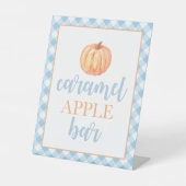 Kleine pompoenblauw Herfst Birthday Food Reclamebord Met Voetstuk (Voorkant)