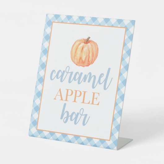 Kleine pompoenblauw Herfst Birthday Food Reclamebord Met Voetstuk (Voorkant)