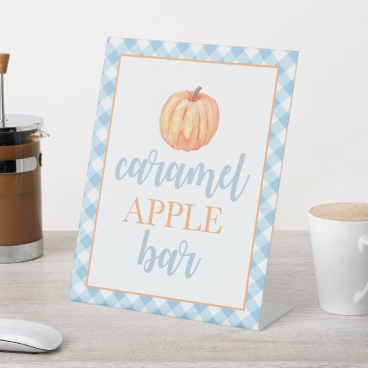 Kleine pompoenblauw Herfst Birthday Food Reclamebord Met Voetstuk (Insitu)