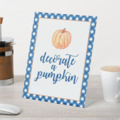 Kleine pompoenblauwe Herfst Birthday Decorate Reclamebord Met Voetstuk (Insitu)