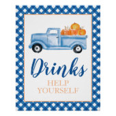 Kleine pompoenblauwe Herfst Birthday drink Perfect Poster (Voorkant)