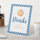 Kleine pompoenblauwe Herfst Birthday drink Reclamebord Met Voetstuk (Insitu)