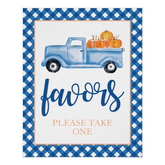 Kleine pompoenblauwe Herfst Birthday Favor Perfect Poster (Voorkant)