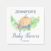 Kleine pompoenblauwe Herfst Floral Boy Baby shower Servet (Voorkant)