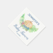 Kleine pompoenblauwe Herfst Floral Boy Baby shower Servet (Hoek)