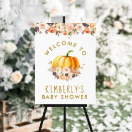 kleine pompoenbloem baby shower welkom poster