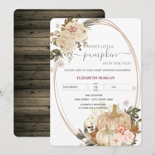 Kleine pompoenbloemen Lijst Baby shower Kaart (Voorkant / Achterkant)