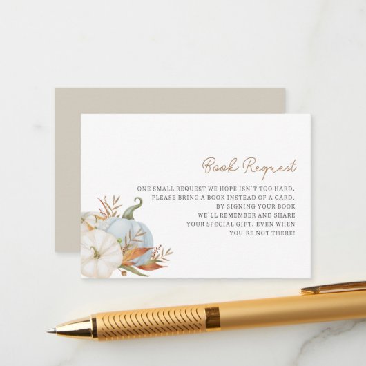 Kleine pompoenboeken voor Baby-afsluitkaart Informatiekaartje (Voorkant / Achterkant in situ)