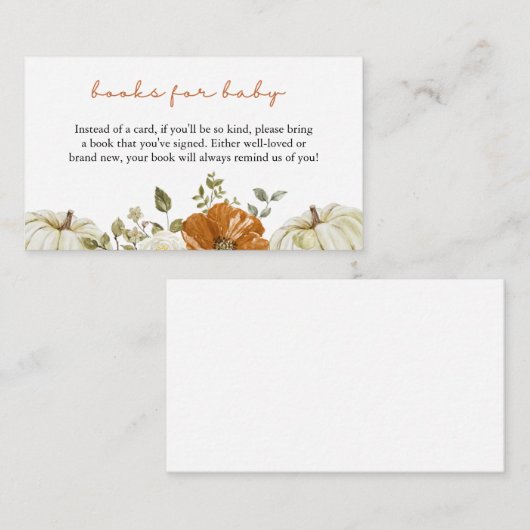 Kleine pompoenboeken voor Baby shower Informatiekaartje (Voorkant / Achterkant)