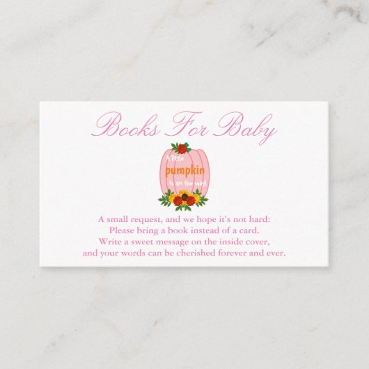 Kleine pompoenboeken voor Baby shower voor Baby Informatiekaartje (Voorkant)