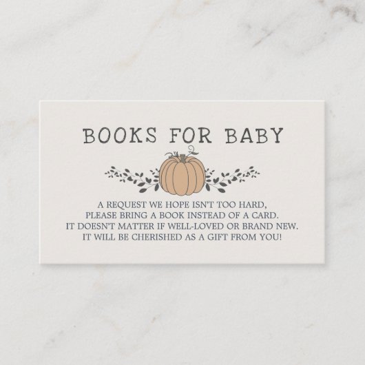 Kleine pompoenboeken voor herfst baby shower voor  informatiekaartje (Voorkant)
