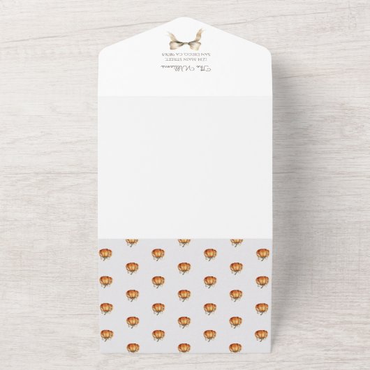 Kleine pompoenboog minimaal neutraal Baby shower All In One Uitnodiging (Buitenkant)