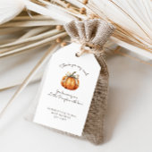 Kleine pompoenboog minimaal neutraal Baby shower Cadeaulabel