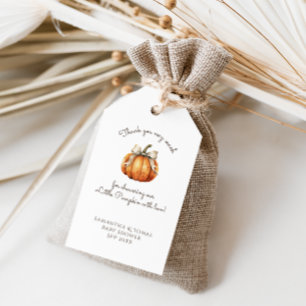 Kleine pompoenboog minimaal neutraal Baby shower Cadeaulabel