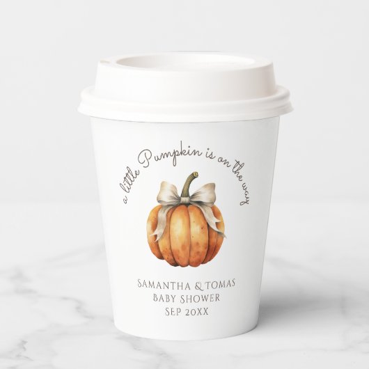 Kleine pompoenboog minimaal neutraal Baby shower Papieren Bekers (Achterkant)