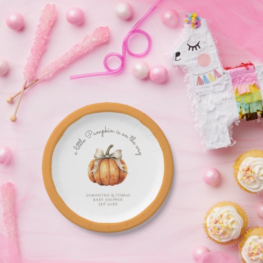 Kleine pompoenboog minimaal neutraal Baby shower Papieren Bordje (Feest)