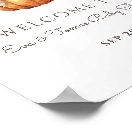 Kleine pompoenboog minimaal neutraal Baby shower Poster (Hoek)