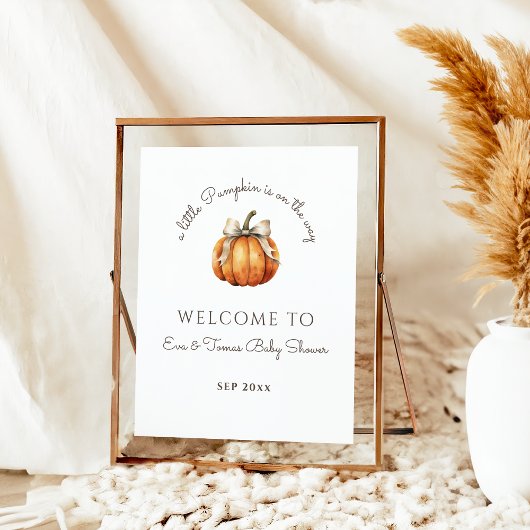 Kleine pompoenboog minimaal neutraal Baby shower Poster