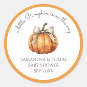 Kleine pompoenboog minimaal neutraal Baby shower Ronde Sticker (Voorkant)