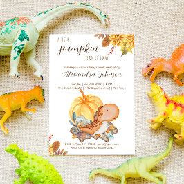 Kleine pompoendinosaur herfst baby shower kaart