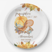 Kleine pompoendinosaurusherfst baby shower papieren bordje (Voorkant)