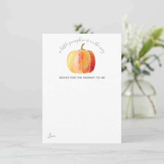 Kleine pompoenen Baby shower Advieskaart (Staand voorkant)