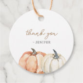 Kleine pompoenen Baby shower Bedankjes Labels (Voorkant)