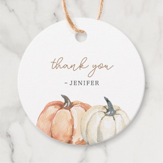 Kleine pompoenen Baby shower Bedankjes Labels (Voorkant)