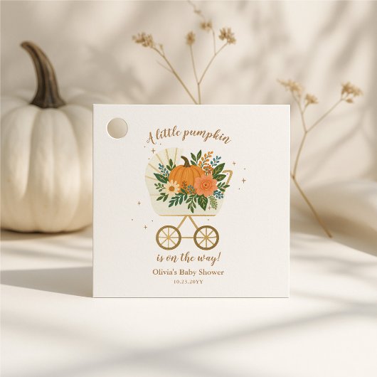 Kleine pompoenen Baby shower Bedankjes Labels